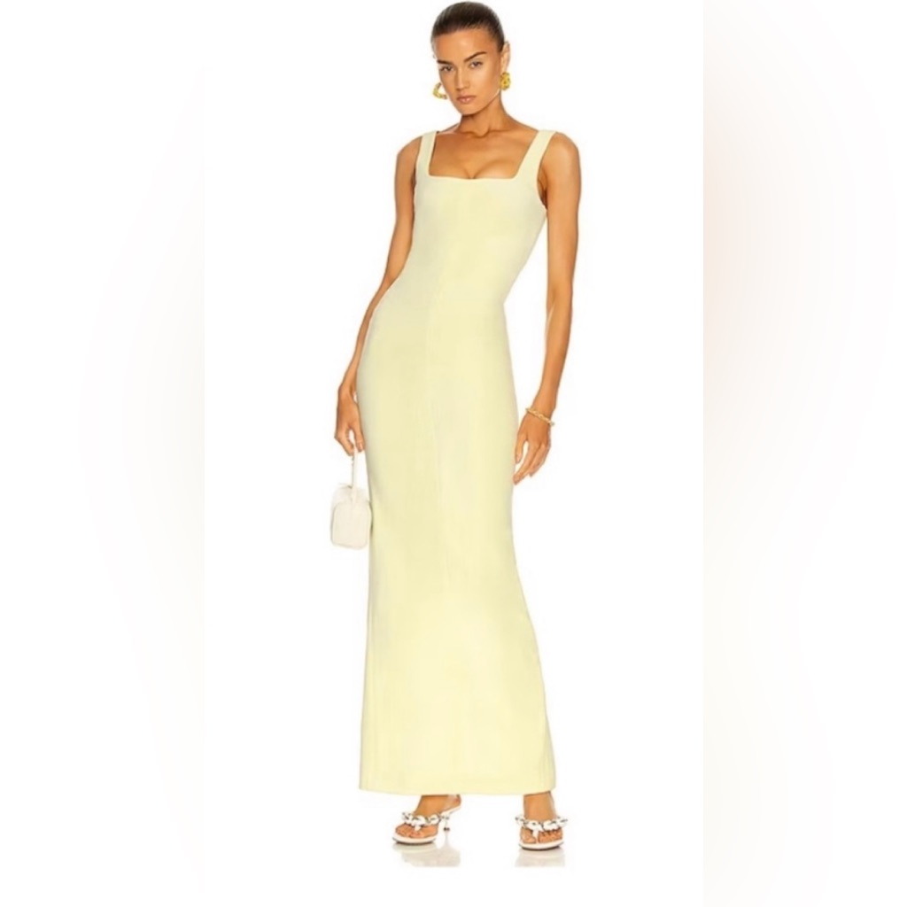 Alexander Wang Ruched Cotton- Velour Maxi Dress In Tender Yellow